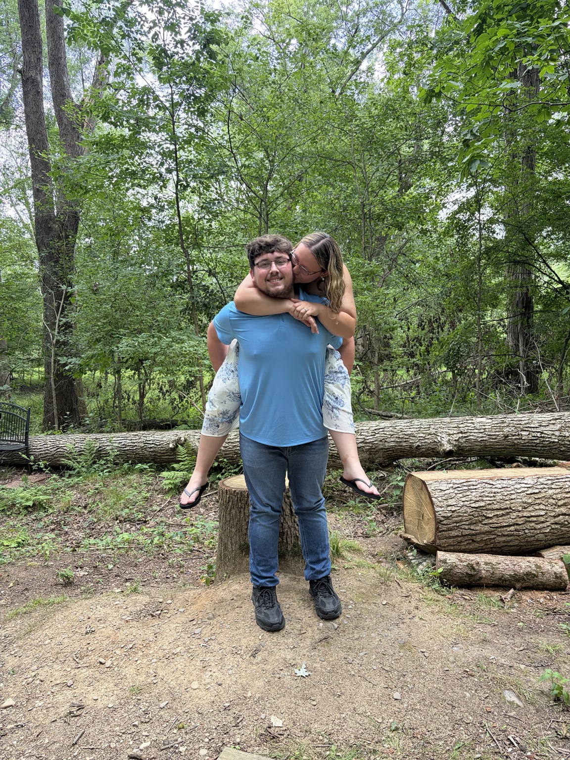 Levi giving Addy a piggyback ride